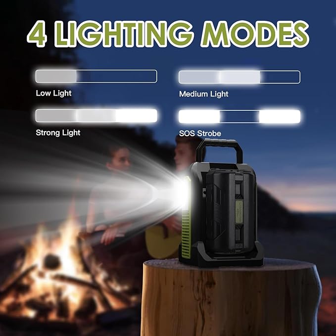 WaxPar Power Inverter Compatible with Ryobi 40V Battery, 350W Outdoor Generators Convert DC 40V to AC 120V Pure Sine Wave Inverter with 6 Output Ports, LED Light for Camping Emergency