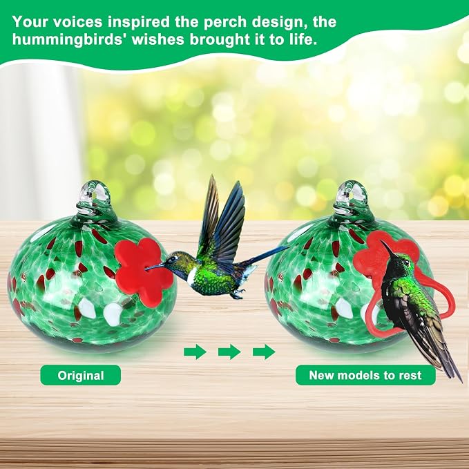 Headak Life Charming Wind Chimes Hummingbird feeders for Outdoors Hanging ant and bee Proof,Never Leak,Perfect Garden Decor for Outside(Green)…