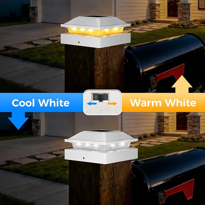 Peasur 4x4 Post Solar Lights 16 Pack, 2 Modes 16 LED Solar Post Cap Light Waterproof, Black Deck Fence Post Solar Lights Powered Outdoor, Fit 4x4 Wood/Vinyl Posts for Porch Patio