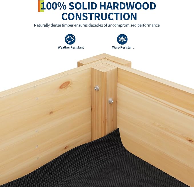 72x 23x30IN Raised Garden Bed Outdoors with High Legs & Hooks, Non-Woven Liner, Elevated Wooden Large Planter Box for Backyard, Patio, Balcony w/Divider Panel, 6 Legs, 300lb Capacity