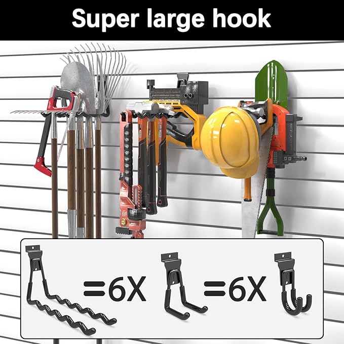 3-H Slatwall Hooks 18 Pack Heavy Duty Multi Sizes, Slatwall Accessories & Hangers Compatible with Proslat Handiwall Crownwall StoreWALL, Garage Slat Wall Hooks for Tools & Daily Items(Black)