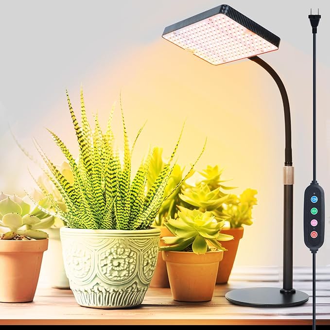 FRGROW 2026 Tabletop Grow Lights for Indoor Plants, Seed Starting, Bonsai, 4/8/12/16/20H Timer, 25 Watt Power Draw, Bright Enough Like A Small Sun, Daisy Chain Function, 16"-24" Height Adjustable