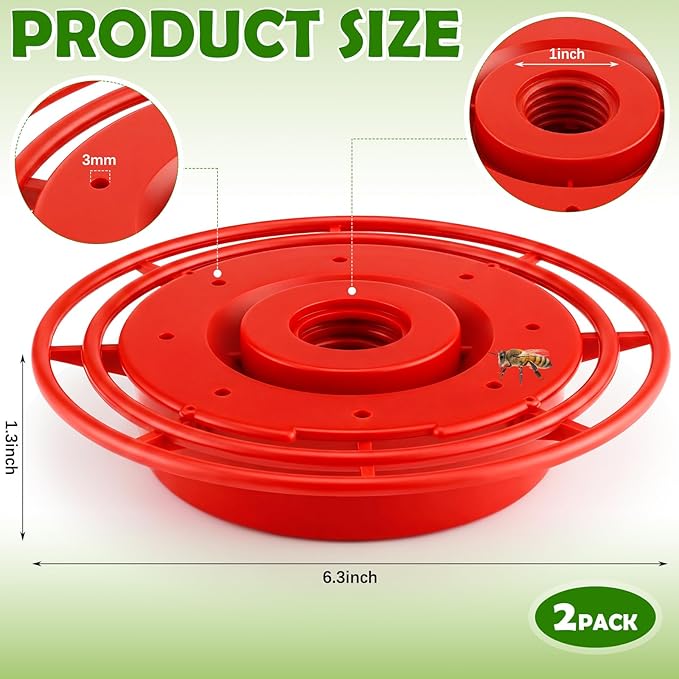 LemonRoad 2 Sets Hummingbird Feeder Replacement Bottom Set Red Plastic Base Outdoors Feeder Bottom Compatible with Best 1 Hummingbird Feeders(No Bottles)