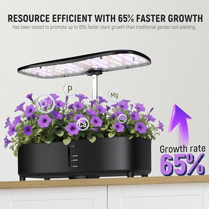 NEEWER Basics Silent Aeroponics Growing System Kit, Hydroponics with Atomization Tech LED Grow Light 3 Modes 15 Seed Pods Timer LCD, Indoor Gardening Plant Food Vegetable Herb Garden Planter, HGS02