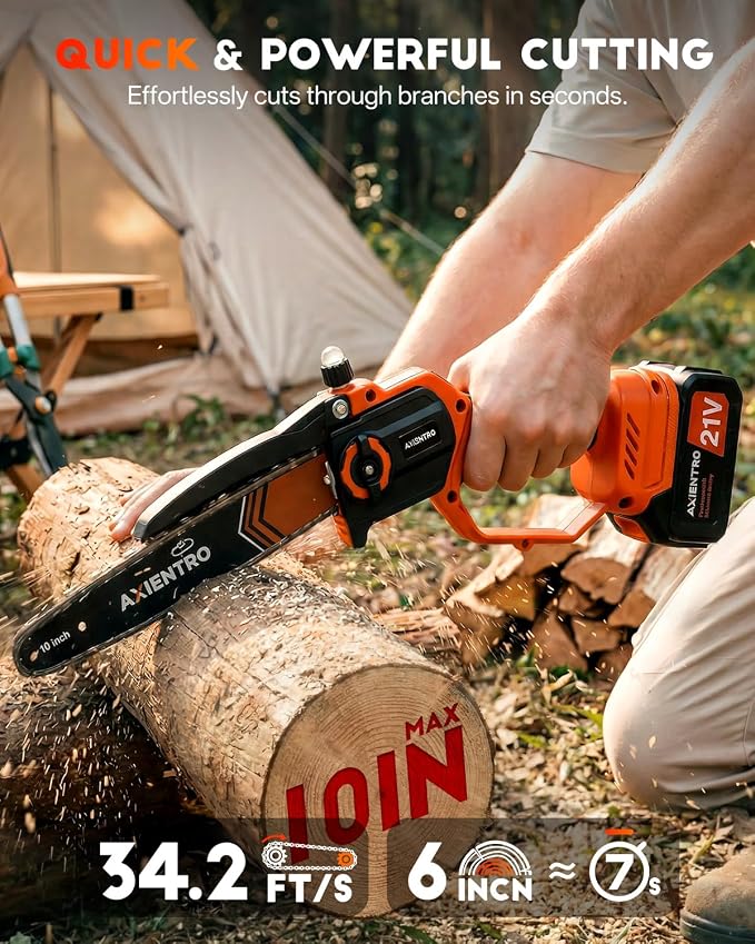 Electric Pole Saws for Tree Trimming, 3-in-1 Bruless Motor Mini Chainsaw & Pole Saw, 8‘’ & 10‘’ Cordless Chainsaw with Extendsion Pole, 2x4000mAh Li Batteries & Charger, 16FT Max Reach