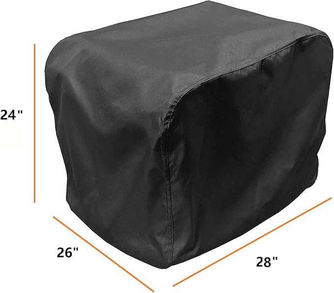 Generator Cover Waterproof, Heavy Duty Thicken 600D Polyester with Elastic Drawstring, Weather/UV Resistant Generator Cover for Universal Portable Generators 7500-9500 Watt (28''L x 26''W x 24''H)