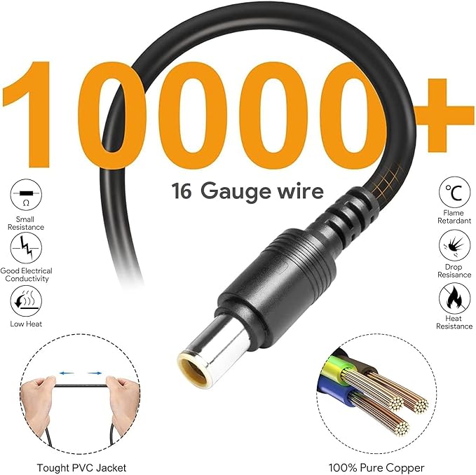 Car Charger Compatible with BLUETTI Car Charging Cable EB3A / EB70 / EB70S / AC50S Portable Power Station Solar Generator 6.6 Feet 16AWG UL Certified DC Power Cord & 15A Fuse