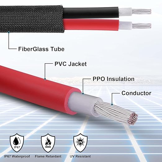 40FT 10AWG Solar Panel Extension Cable with Female and Male Connectors, Solar Cable for Solar Panels, Charge Controllers and Solar Generator (10AWG, 40FT)