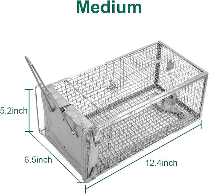SZHLUX Rat Trap,Mouse Traps Work for Indoor and Outdoor,Small Rodent Animal-Mice Voles Hamsters Cage,Catch and Release(Medium), Silver (SZ-SL3616D)