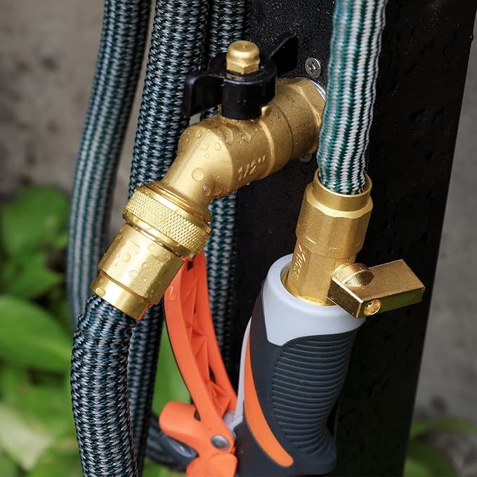 UNWAVER Garden Expandable Telescopic Hose end Adapter with Shut Off Valve Garden Retractable Hose Repair Kit fitting 2Set