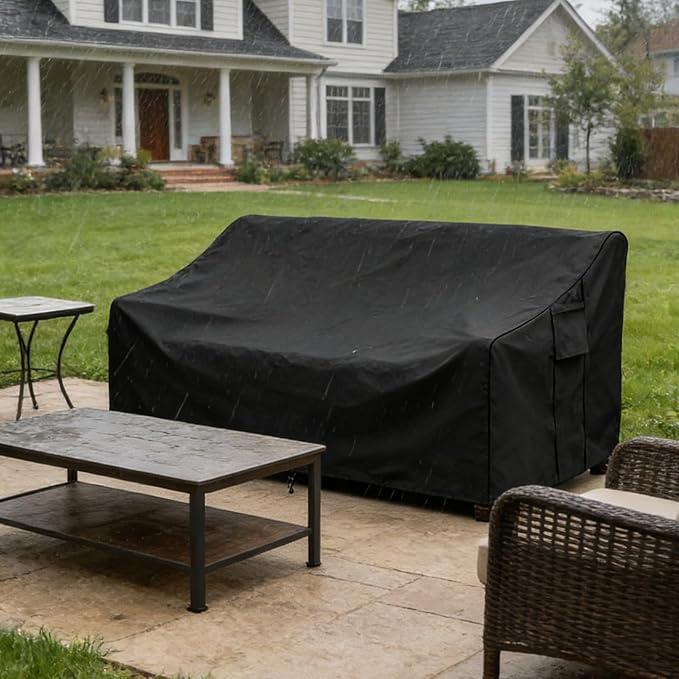 Patio Sofa Covers,100% Waterproof 2-Seater Outdoor Loveseat/Bench Cover,Patio Furniture Covers,58" Wx 32" Dx 32" H Black