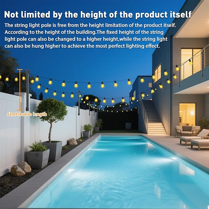 Mutovlin 6 Pack String Light Poles,2.8Ft Light Poles for Outside String Lights,Outdoor Lights Pole with Fork,Metal Poles Stand for Patio Deck Backyard