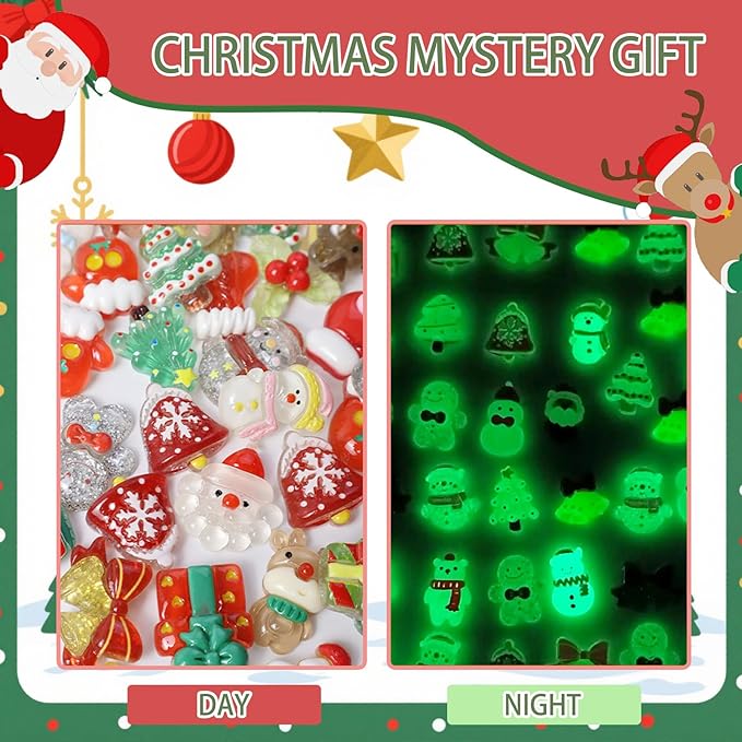 Mini Glow In The Dark Animal Resin Models, Resin Animals Mystery Bags, Individually Wrapped Blind Bags Tiny Animal Figurines, Collectible Mini Animals For Fairy Garden, DIY Crafts (100, Christmas)
