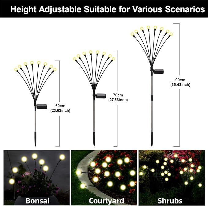 Firefly Lights Solar Outdoor, 8 Modes 800mAh Swaying Solar Firefly Garden Lights Stakes Outdoor Waterproof for Outside Yard Patio Plant Christmas Holiday Garden Decor Warm White(8 Pack)