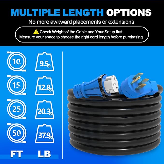 50 Amp Generator Cord 15FT, NEMA 14-50P to SS2-50R Heavy Duty Generator Extension Cord, Female Plug with Twist Lock, 6/3+8/1 Gauge STW Wire for Camper & House, ETL Listed