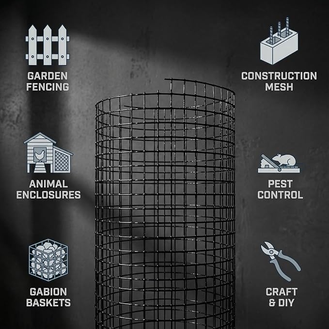 Black Hardware Cloth 1/2 Inch Mesh 72 Inch x 100 Foot 19-Gauge, Vinyl Coated (Inside Galvanized) – Chicken Wire Fencing, Wire Mesh Roll, Chicken Wire Mesh for Chicken Coop/Run, Garden Fence