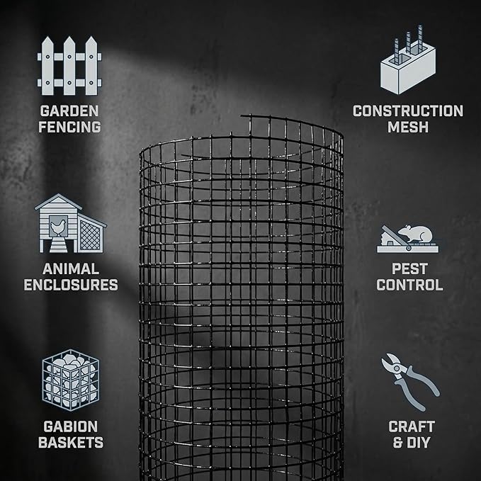 Black Vinyl Coated Hardware Cloth 1/2" Mesh 48" x 100' 19 Gauge (Inside Galvanized) – Wire Mesh Fencing Roll for Chicken Run Wire, Chicken Coop Wire, Garden Fencing, Rabbit Fence