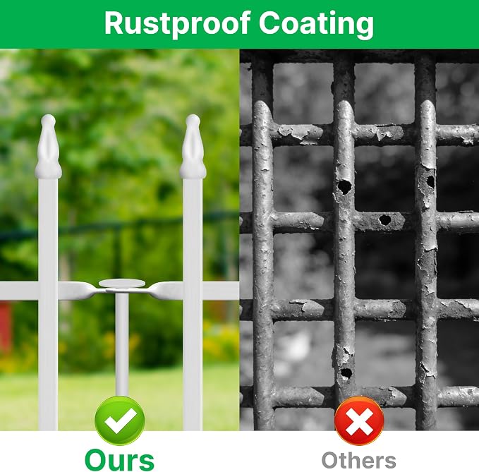 Thealyn Metal Decorative Garden Fence 36" H x 28" W (5 Panels, Total Length 11.6 feet), Metal Border Folding Fence, Landscape Fencing Dog Fence Pet Fence for Flower Bed, Yard, Animal Barrier (White)