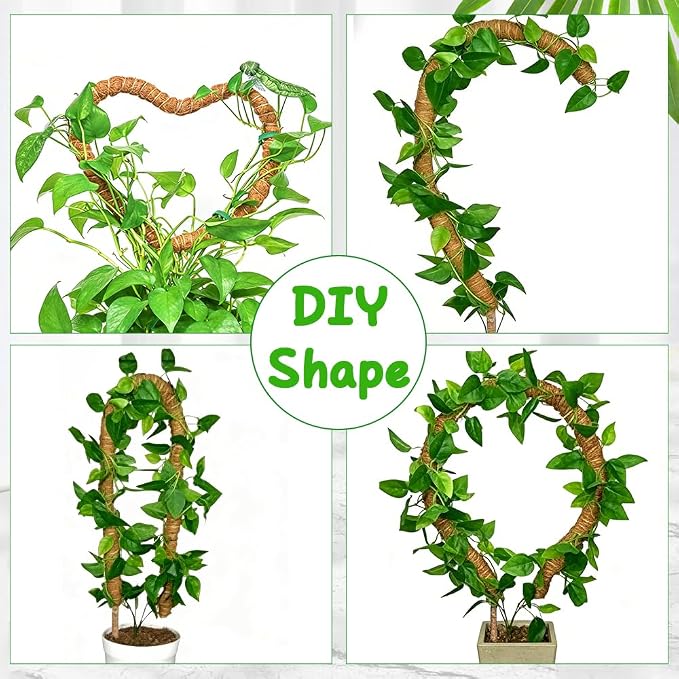 Moss Pole Monstera Plant Support 2 Pack 32 Inch Bendable Moss Pole for Monstera Plants Indoor Handmade Coco Coir Pole Plant Sticks Support Stakes for Potted Plants Philodendron to Grow Upwards