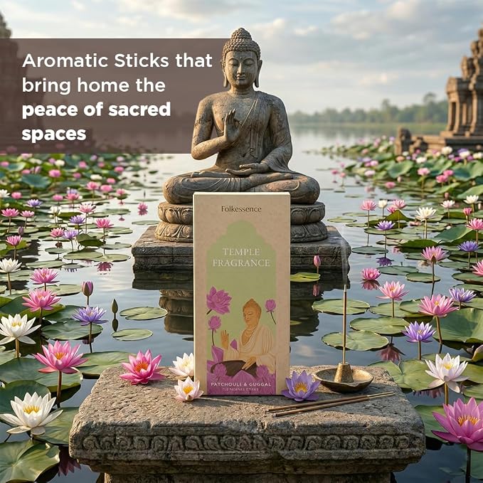 Folkulture Incense Sticks (120 Sticks) | Premium Temple Incents Stick for Spiritual Focus, Energy, Relaxation Gifts for Women | No Charcoal,Organic,Non Toxic, 45 Mins, Long Burning Insence-Sticks