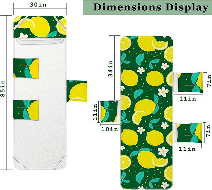 Lounge Chair Towel Cover, Beach Chair Cover (Pack of 2), Pool Lounge Chair Covers for Outdoor,Garden, Beach,Sun Lounger,Hotel Pool,Large Size and No Sliding, 85" X 30", Yellow Lemon