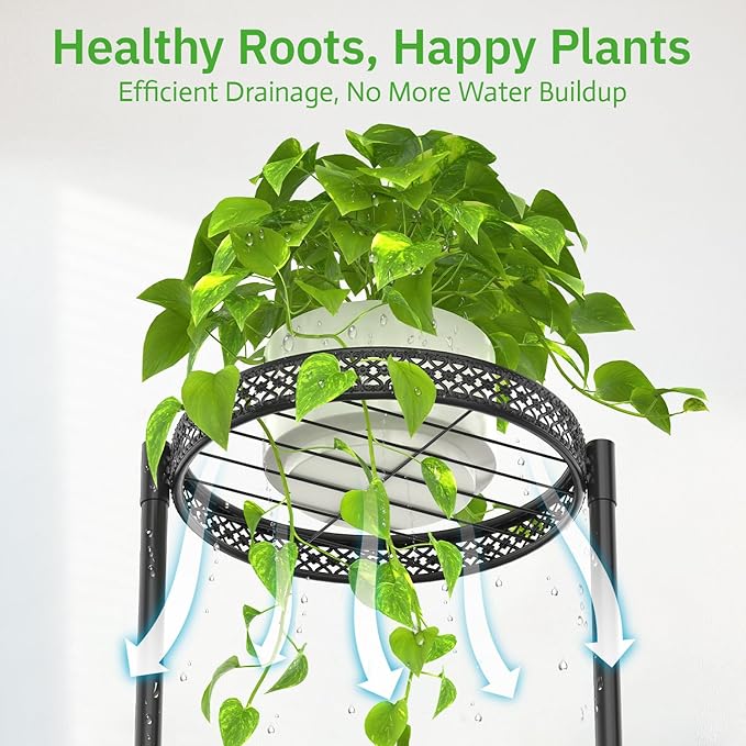 Oppro 4 Tier Plant Stand Indoor Outdoor, Metal Flower Pot Shelf Holder Clearance, Tall Corner Rack for Multiple Plants, Modern Organizer Display for Patio Orchid Office Porch Living Room Garden, Black
