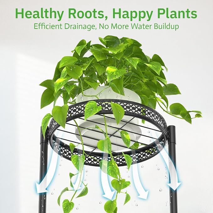 Oppro Plant Stand Indoor Outdoor Clearance, 3 Tier Metal Flower Shelf Pot Holder, Tall Multiple Plants Corner Rack Narrow House Orchid Display Organizer for Patio Office Porch Living Room Garden, Black