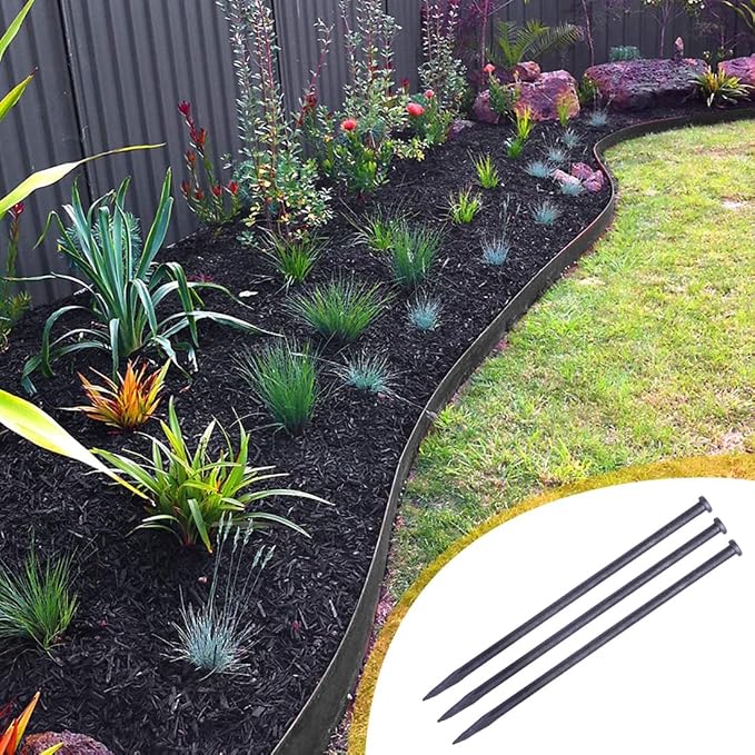 WOWCASE 12 Inch Metal Edging Spikes,25 Pcs Heavy Duty Solid Metal Landscaping Spike, Anchoring Spike Nails for Paver Edging, Weed Barrier, Artificial Turf Etc. (25)