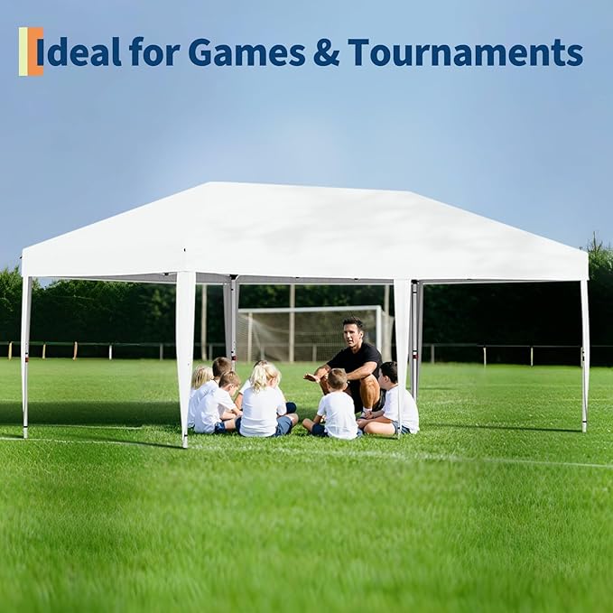 CABIHOME 10x20 Pop Up Canopy Tent with 4 Sidewalls, Heavy Duty Waterproof UPF 50+ Outdoor Shelter, Includes Roller Bag, Stakes & Sandbags