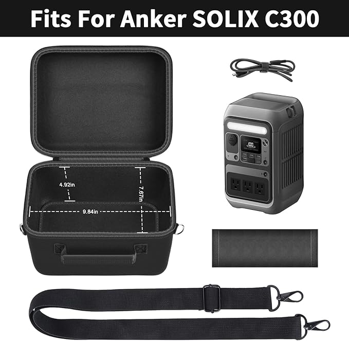 ANKHOH Case for Anker SOLIX C300 Portable Power Station, Battery Solar Generator Storage Holder for Charging Cable and Accessories?Box Only (for Anker SOLIX C300)