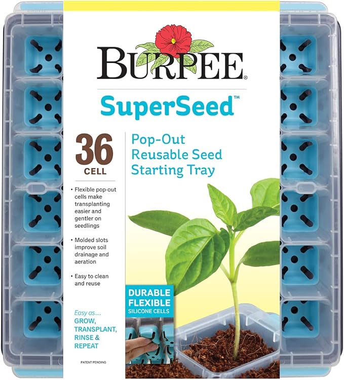 Burpee 72-Cell Indoor Seed Starting Kit with 2 Seed Trays, Water Tray, Pellets, Dome Cover and 36-Cell Seed Starter Tray
