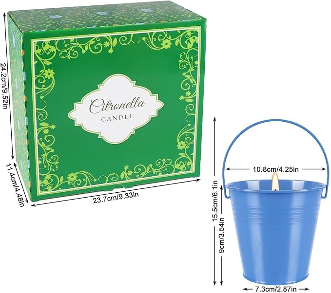 Citronella Candles Outdoor Set of 4-12oz Multicolor Soy Wax Candles, Clean Burning Smokeless for Patio Garden Balcony Decor, Long-Lasting Outdoor Candles with Natural Soy Wax Blend