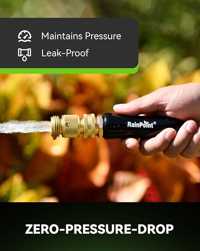 RainPoint Quick Connect Hose Fittings 3/4" GHT - Solid Brass Garden Hose Connectors, No-Leak Design & Universal Fit for Instant Connection (6 Sets)