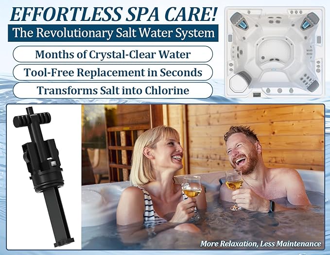 Salt Water chlorination System Cartridge Replacement for Spas & Hot Tubs/Hot Spring Highlife/Limelight,Chlorine-Generating Filter for Gentle,Soft Fresh Water to Helps Combat Dry Eyes&Itchy Skin,1Pack