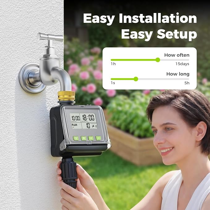 Sprinkler Timer- Hose Timer for Garden Hose, Brass Inlet Programmable Watering Timer w/Rain Delay, Outdoor Auto& Manual Drip Irrigation Controller System for Lawn Yard Greenhouse, 3 Plans