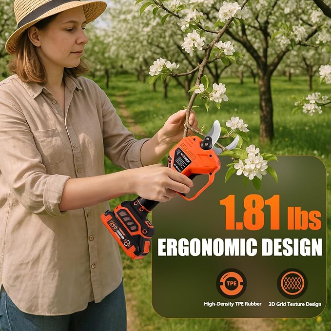 1.6'' Electric Pruners & 8.5" Garden Shears Bundle for Tree/Branch, Gardening Gift for Women/Seniors