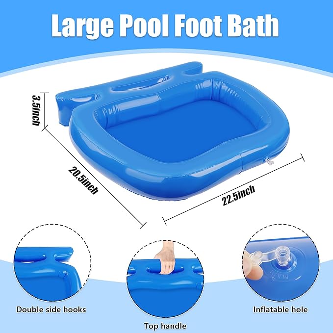 Pool Foot Bath, Inflatable Pool Foot Wash Tray for Pool Entry Ladder, Portable Foot Bath Basin for In Ground and Above Ground Swimming Pools
