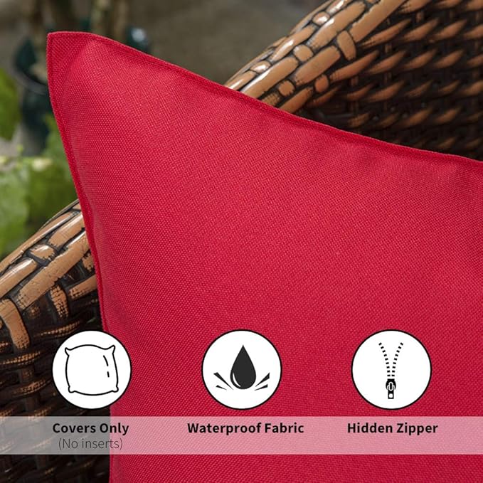 MIULEE Pack of 2 Decorative Outdoor Waterproof Pillow Covers Rectangular Garden Cushion Sham Christmas Throw Pillowcase Summer Shell for Spring Patio Tent Couch 12x20 Inch Red