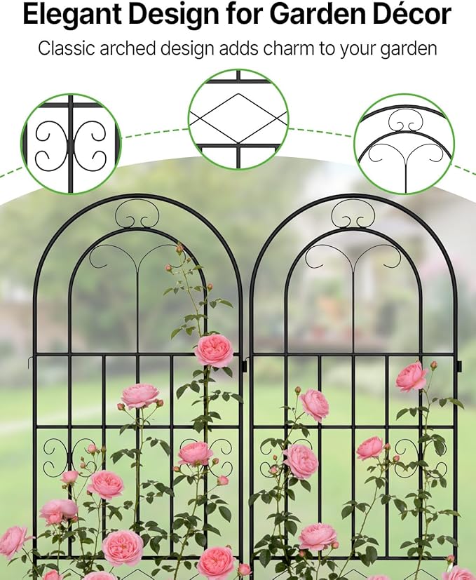 Suteck Garden Trellis for Climbing Plants Outdoor, 71” H x 20” W, 4 Pack Metal Garden Trellis with Rustproof Powder-Coated, Rose Trellis for Patio Lawn Yard, Flower & Vegetable Support