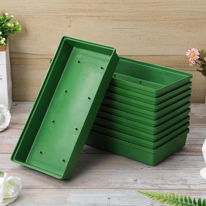 VILLCASE 10Pcs Floral Foam Trays for Flower Arrangements 10.62 X 5.11 Inch Plastic Floral Mud Plates Reusable Wedding Party Centerpiece Supplies