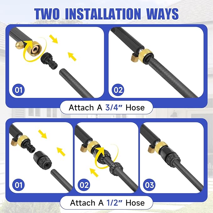 High Pressure Power Washer Wand, Hydro Jet Nozzle for Garden Hose, Watering Sprayer Cleaning Tool, Wand Lance for Gutter Patio Car Pet Window Glass, Black