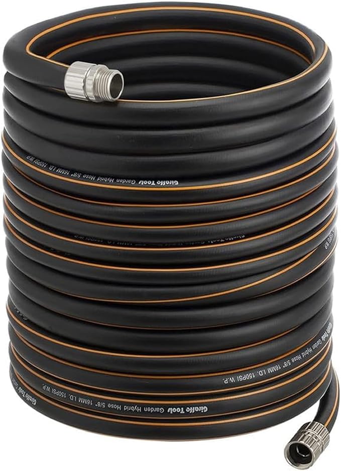 Giraffe Tools Garden Hose 5/8", Custom Length, Heavy Duty, No Kink, Flexible, Rubber Garden Hose, Leakproof Water Hose, 600 Burst PSI, 100ft Male to Female Hose