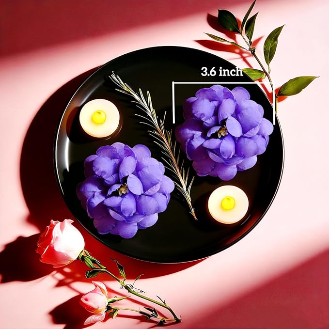 24 Pack Flameless Floating Candles and Floating Artificial Flower Led Battery Operated Waterproof Floating Candles Tea Lights for Vases Centerpieces at Wedding, Party, Pool Decor Purple
