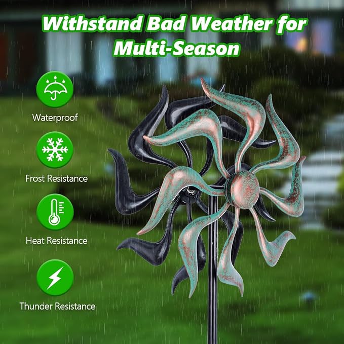 Stargarden Wind Spinners Outdoor, Metal Wind Spinner, Kinetic Wind Sculptures & Spinners, Decorative Pinwheels Double Windmill for Yard, Garden Decor