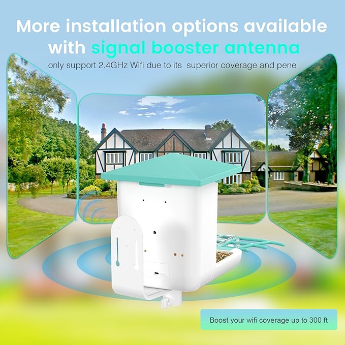 Smart Bird Feeder with Camera, AI Identify 16,000+ Birds, 5W Solar, 170° View, Motion Detection – Ideal Gift for Bird Lovers