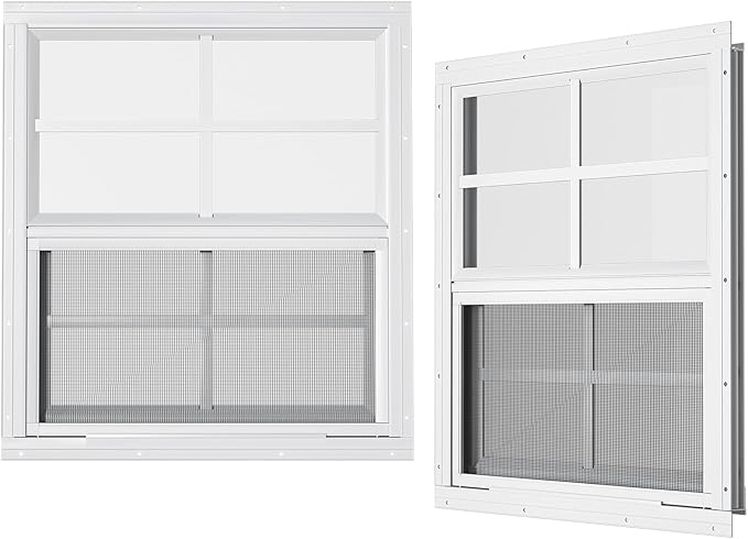 WRISIN 2 Pack Shed Windows 30" W x 36" H Flush Mount, Household Windows for Playhouses, Barns, Chicken Coop