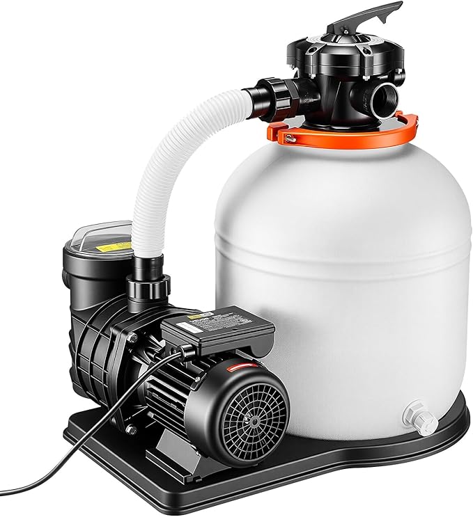 VEVOR FlashPure Sand Filter Pump, 16 in for Above Ground Pool, 1 HP 4400 GPH, Swimming Pool Filter System with Timer, 6X Faster Filtration with Media Installed, Leak-Resistant, Ready to Use Out of Box