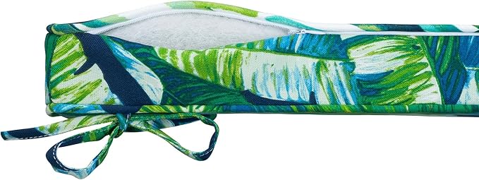 Magpie Fabrics Square Corner Seat Cushion, 18" x 18" x 2.5", 2 Pack, Indoor/Outdoor Waterproof Weather Resistant Universal Chair Pads for Patio Garden Dining - Green Lagoon Leaves