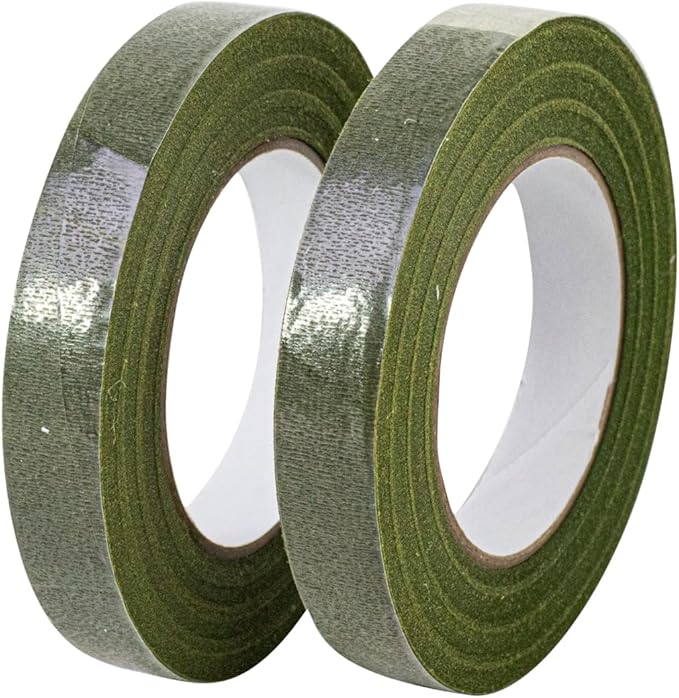 Floral Accessories - 1/2in Green Flower Tape Stem Wrap - 12 Rolls Per Box - New Formula Rd, Green, 1/2 Inch, 12 Pieces