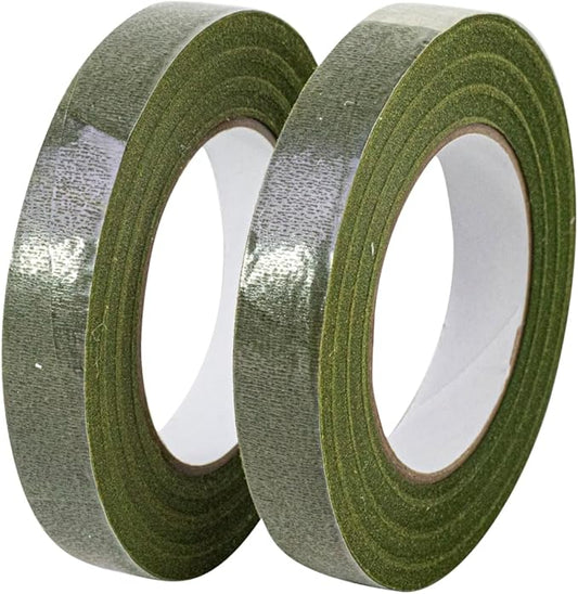 Floral Accessories - 1/2in Green Flower Tape Stem Wrap - 12 Rolls Per Box - New Formula Rd, Green, 1/2 Inch, 12 Pieces